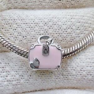 Pandora Love Travels Pink Suitcase Travel Bag S925 Silver Charm For Bracelet